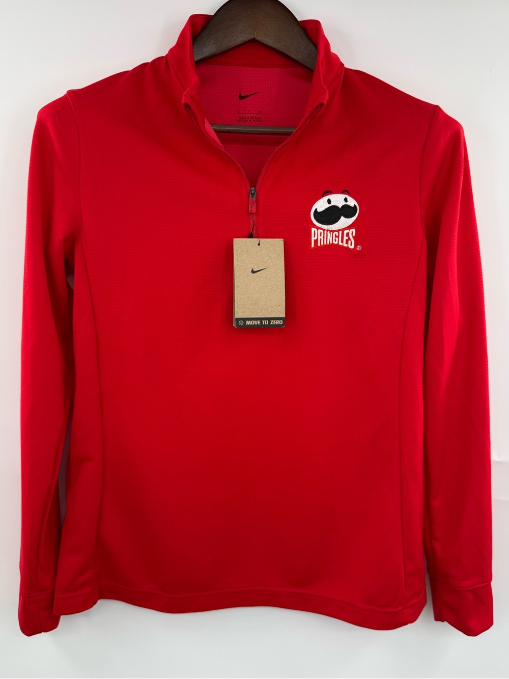 Nike Pringles Quarter Zip Pullover Womens Small Red Dri-FIT Long Sleeve NWT